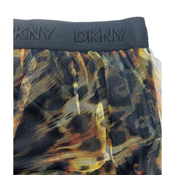 DKNY Logo Band Tulle Leopard Print Midi Skirt Womens Size Large - Picture 5 of 12